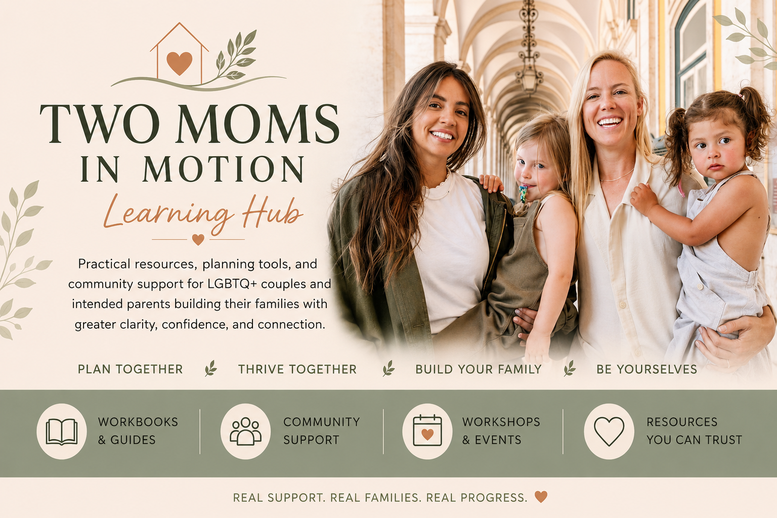 Two Moms In Motion Learning Hub — practical resources, planning tools, and community support for LGBTQ+ families